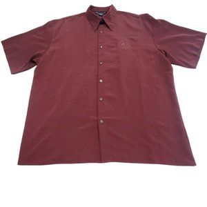 Mens 2X Western Max Embroidered Horse Short Sleeve Button Down Shirt Burgundy